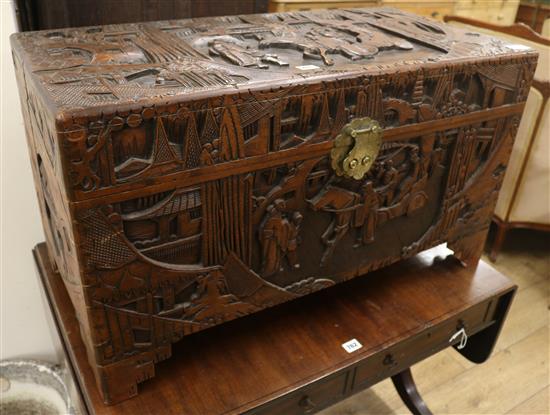 A Cantonese camphorwood chest, 88cm wide